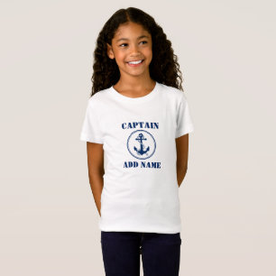 Camiseta Âncora Marinho de Barco Azul com Faixa de & Nome/
