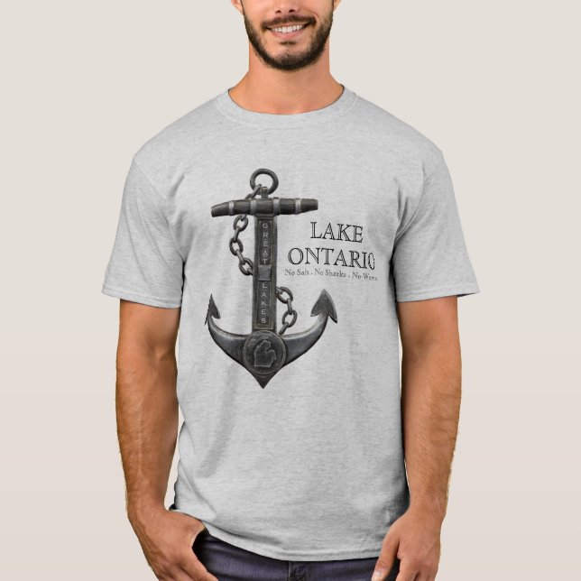 Camiseta Âncora marítima em relevo do lago ONTARIO (Frente)