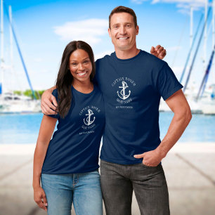 Camiseta Âncora Náutica Capitão Personalizado Nome do Barco