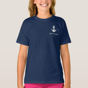 Camiseta Âncora Náutica de Barco e Nome da Tripulação Perso