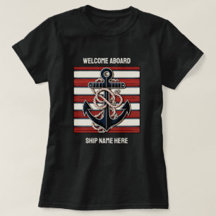 Camiseta Âncora Náutica de Texto Personalizado