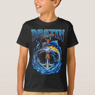 Camiseta Âncora Náutica Marlin Vintage Destin Flórida Peixe