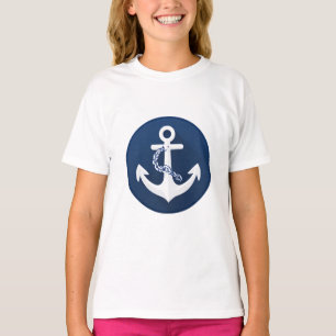 Camiseta Âncora Náutica Vela Embarcação Azul Marinho Branco