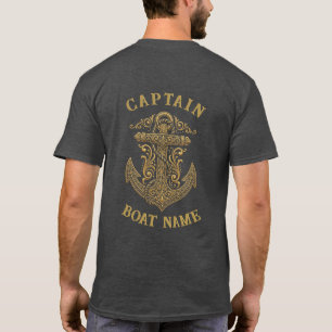Camiseta Âncora Nome do Barco Capitão Náutico Personalizado