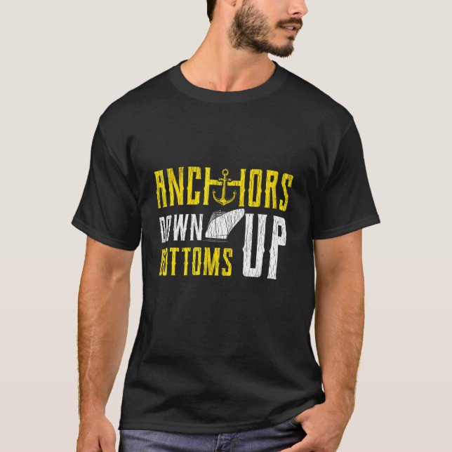 Camiseta Âncoras para baixo Barco de navegação (Frente)