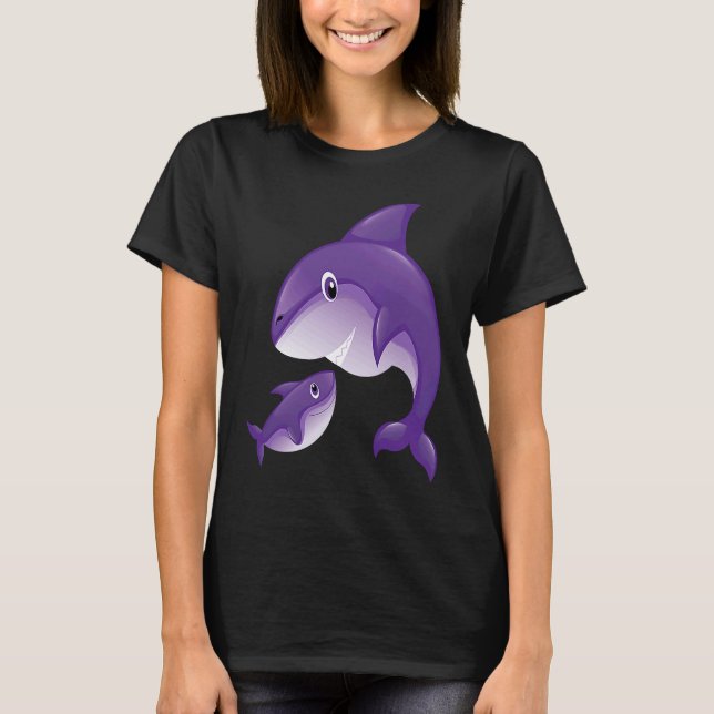 Camiseta and Cute of Mother Son Baby Toddler Dolphin Themed (Frente)