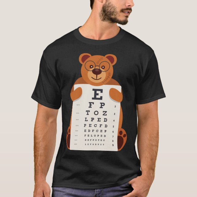 Camiseta and Cute Teddy Bear with Glasses holding an Eye Ch (Frente)