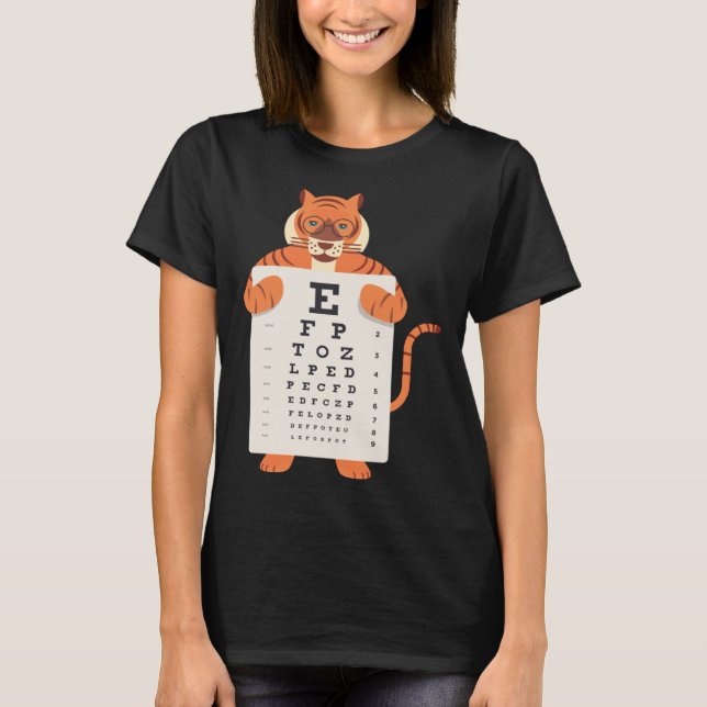 Camiseta and Cute Tiger with Glasses holding an Eye Chart   (Frente)