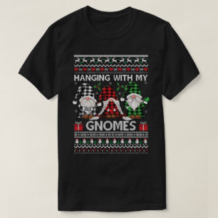 Camiseta Andando com meu padrão de xmas feio de Gnomies