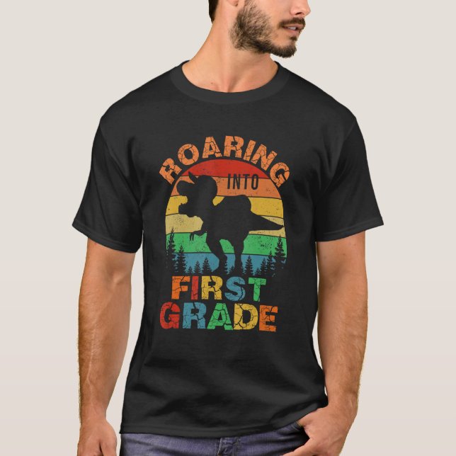 Camiseta Andando para a rua Dinossauro Rex de volta à escol (Frente)