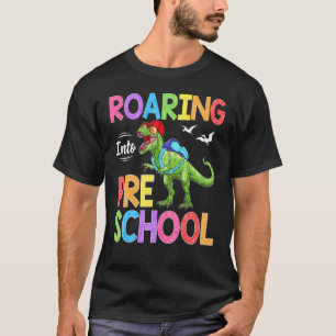 Camiseta Andando Para O Estudante De Dinossauro Pré-Escolar