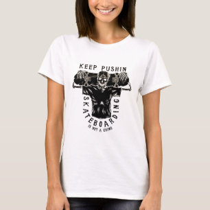 Camiseta Andar de Skate Não É Crime - Esqueleto Skatista Re