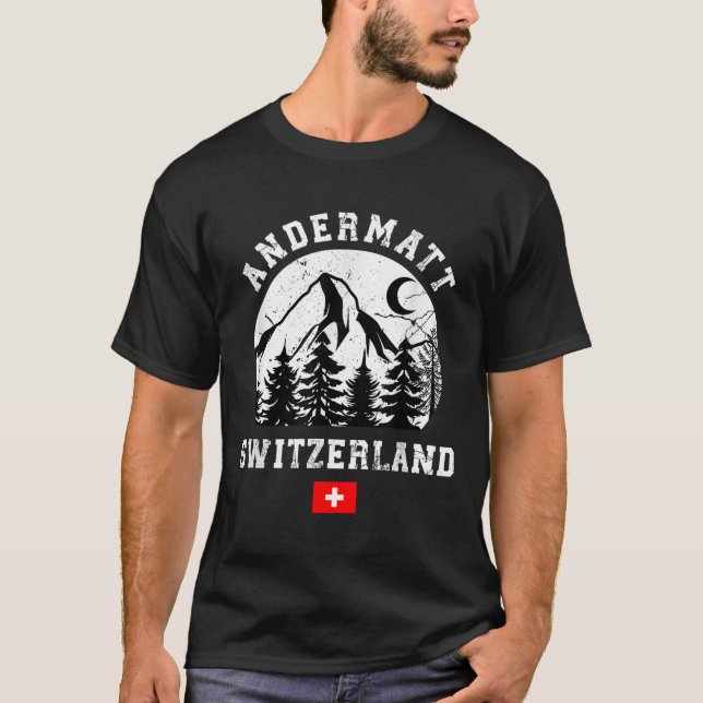 Camiseta Andermatt Suiça Ski Resort Alpes Skiin Alpino (Frente)