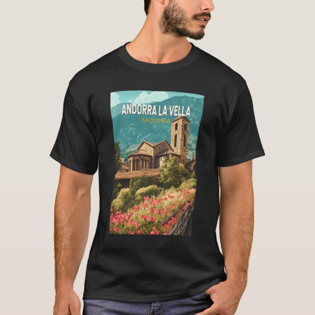 Camiseta Andorra la Vella Viagem Art Vintage (Frente)
