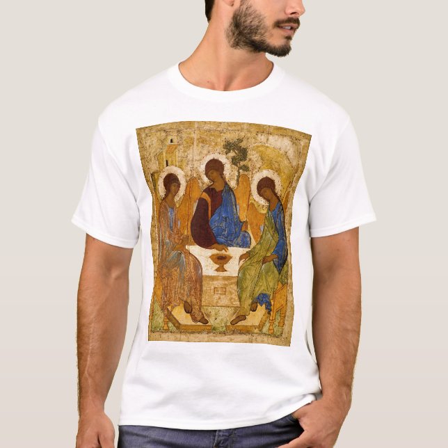 Camiseta Andrei Rublev Santa Trindade Ícone Ortodoxo (Frente)