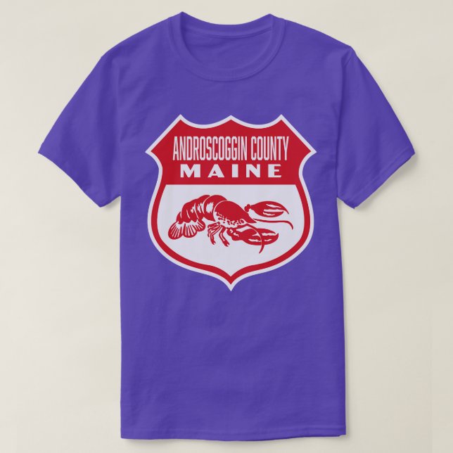 Camiseta Androscoggin County Maine Retro Shield Red (Frente do Design)