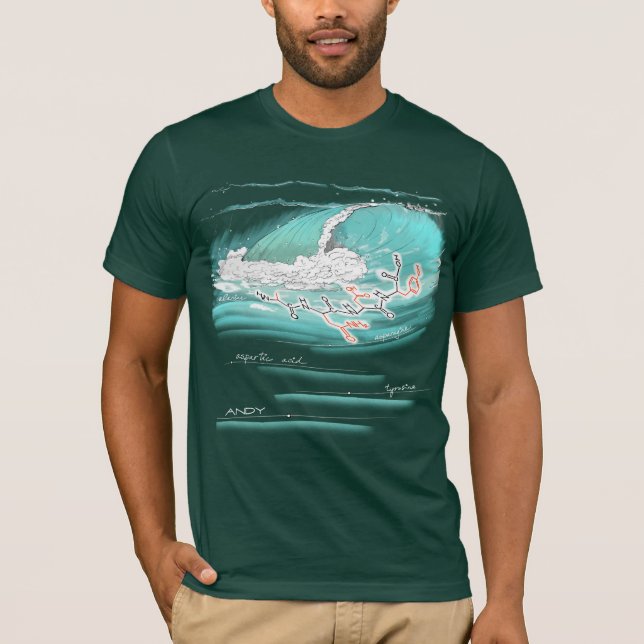 Camiseta Andy soletrado por aminoácidos, cor escura Tee (Frente)