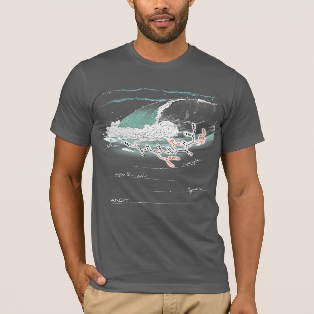 Camiseta Andy soletrado por aminoácidos, cor escura Tee (Frente)