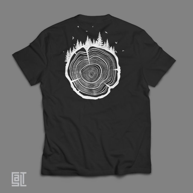 Camiseta Anéis de Árvore da Natureza Rústica Silhueta da Fl (Criador carregado)
