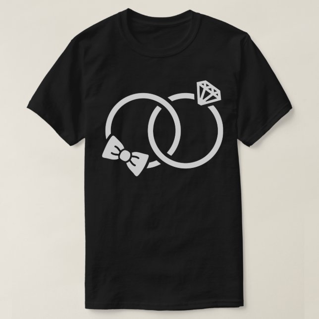 Camiseta Anéis de casamento esposa hus (Frente do Design)