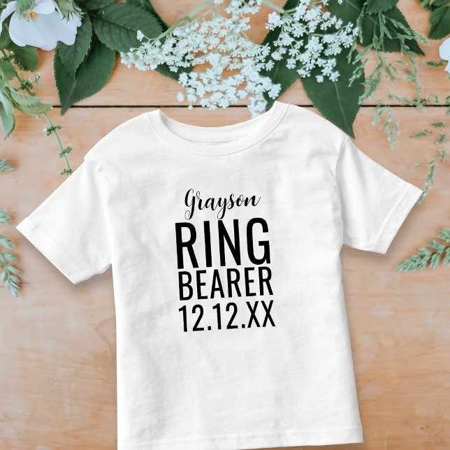 Camiseta Anel Bearer Festa de Bridal Festa Personalizada Be (A cute t-shirt for your ring bearer. Just add your their name and your wedding date)