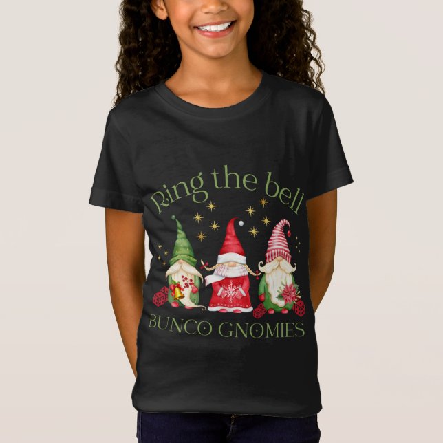 Camiseta Anel Bell Bunco Gnomies Bunco Gnomos de Natal (Frente)
