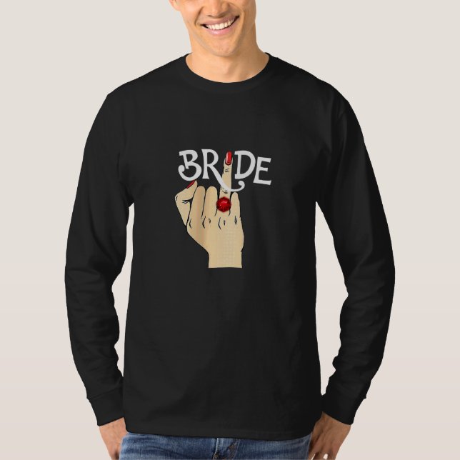 Camiseta Anel de Noivado de Lua de Mel de Casamento Fiance  (Frente)