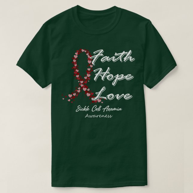 Camiseta Anemia Célula Falsiforme Sensibilização Fé Esperan (Frente do Design)