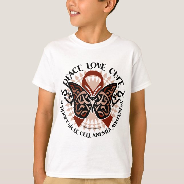 Camiseta Anemia das Células Falsiformes - Borboleta Tribal (Frente)