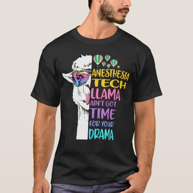 Camiseta Anestesia Tech Llama não tem tempo para seu Dram (Frente)