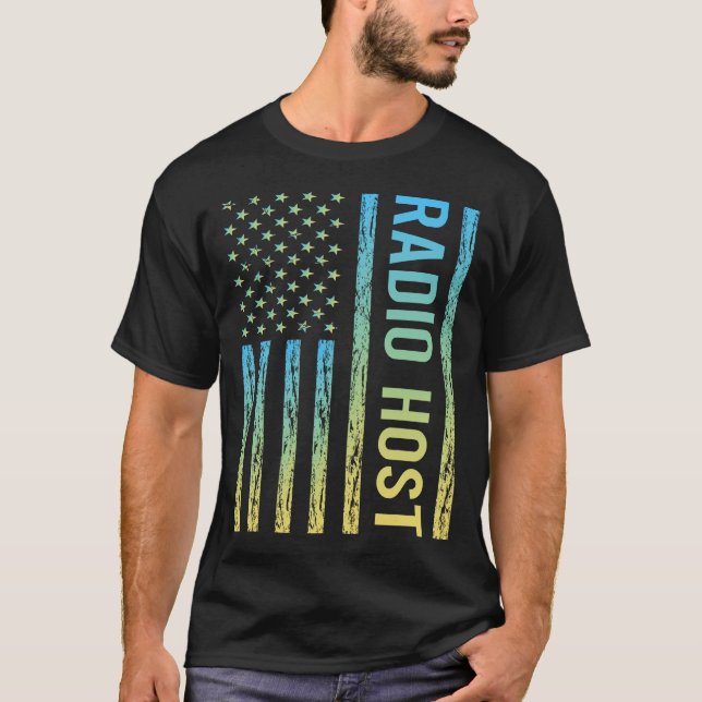 Camiseta Anfitrião de Rádio Amarelo Azul (Frente)