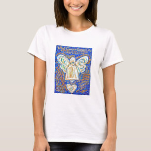 Camiseta Angel Cancer azul e Dourada (Texto na par