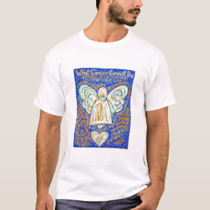 Camiseta Angel Cancer azul e Dourada (Traseira é 