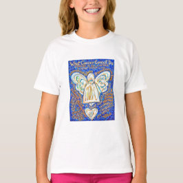 Camiseta Angel Cancer azul e Dourada (Traseira é V