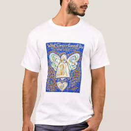 Camiseta Angel Cancer azul e Dourada (Traseira é V