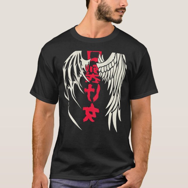 Camiseta Angel Devil Wings Japan Sinal Kanji (Frente)