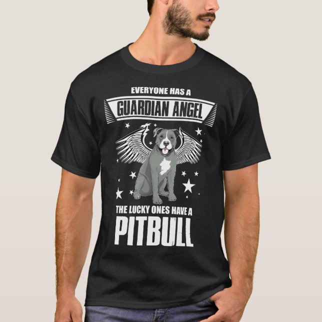 Camiseta Angel Pitbull para amante que tem um cach (Frente)