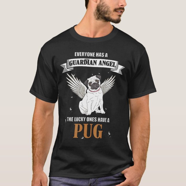 Camiseta Angel Pug Para Amante Com Cachorro Como D (Frente)