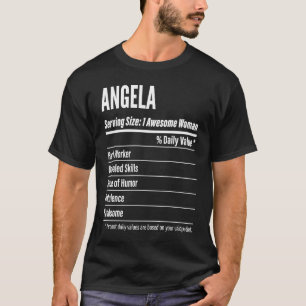 Camiseta Ângela Fatos Nutricionais Servindo Calorias de Tam