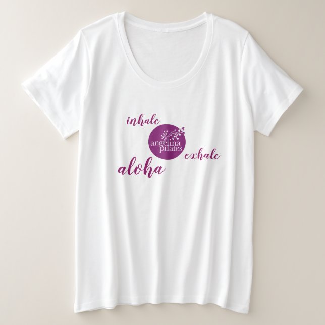 Camiseta Angelina Pilates Inalar Exalar Aloha (Frente do Design)