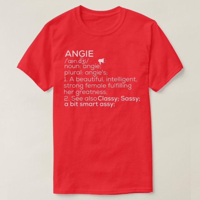 Camiseta Angie Name Angie Definition Angie Female Name Angi (Frente do Design)