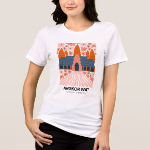 Camiseta Angkor Wat Siem Reap Cambodja viagem de arte flora