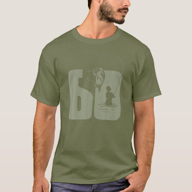 Camiseta Angler de Pesca 60 Aniversário Verde (Frente)