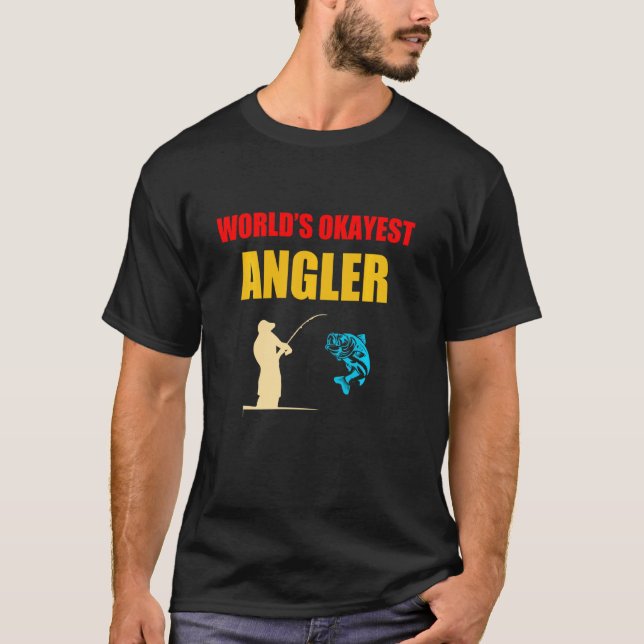Camiseta Angler World S Okayest Angler Engraçado Pesca Vint (Frente)