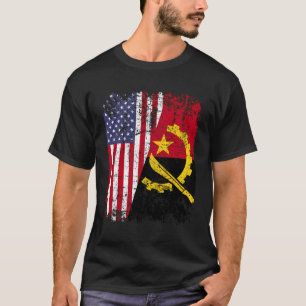 Camiseta Angolana Roota Metade da Bandeira Americana Angola
