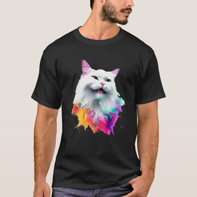 Camiseta Angora Turca Salpicos de Tinta Coloridos, Abstrato (Frente)