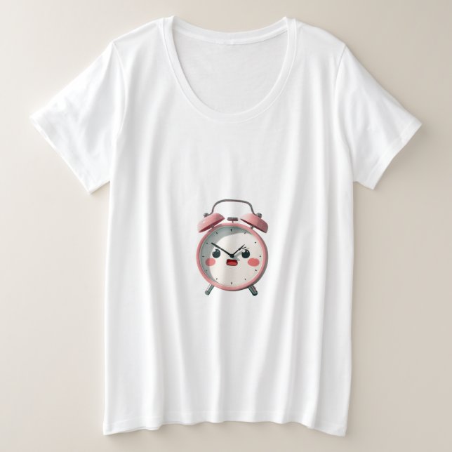 Camiseta Angry Alarm Clock Cartoon – I Hate Mornings (Frente do Design)