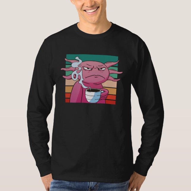 Camiseta Angry axolotl coffee cup evil eye annoyed (Frente)