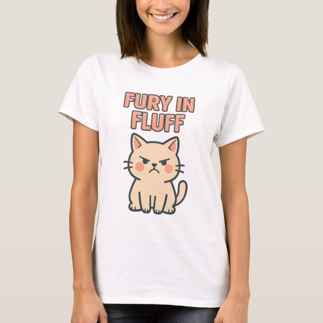 Camiseta Angry Cat Cartoon Design (Frente)