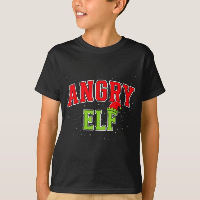 Camiseta Angry Elf Christmas Family Matching Group Xmas  (Frente)